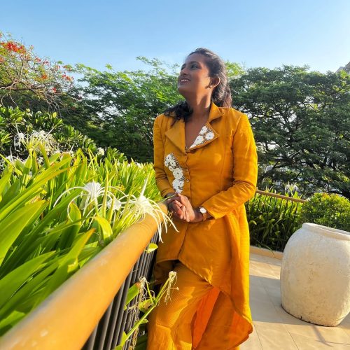 Golden double collar cord set with white floral hand work #danella #cordset #doublecollar #fashi